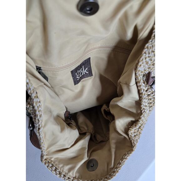 The Sak Avalon Backpack Beige/Brown Hand Crocheted Textile Purse - Picture 11 of 13